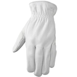Wells Lamont L Goatskin Leather Driver Pearl Gray Gloves