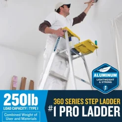 Werner 5 ft. H Aluminum Step Ladder Type I 250 lb. capacity