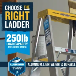 Werner 5 ft. H Aluminum Step Ladder Type I 250 lb. capacity