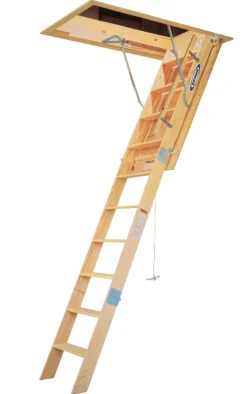 Werner 7 To 8.75 ft. Ceiling 54 in. x 25 in. Wood Attic Ladder Type IA 350 lb. capacity