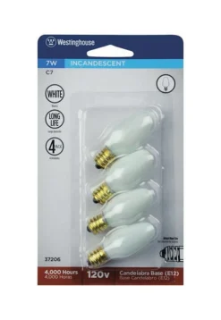 Westinghouse 7 W C7 Specialty Incandescent Bulb E12 (Candelabra) White 4 pk