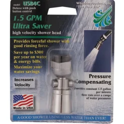 Whedon SaverShower Chrome Brass 2 settings Showerhead 1.5 gpm