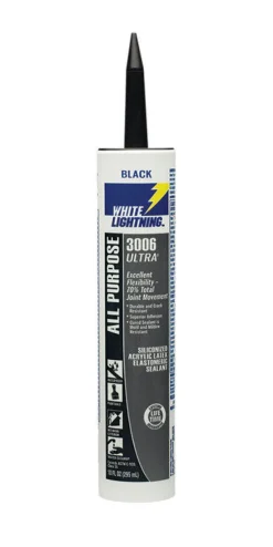 White Lightning 3006 Ultra Black Siliconized Acrylic Latex Sealant 10 oz. (Pack of 12)