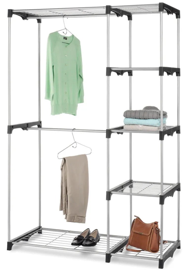Whitmor 68 in. H X 45-13/32 in. W X 19-1/5 in. L Plastic/Steel Double Rod Standing Closet