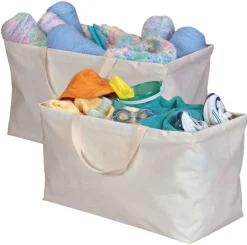 Whitney Design White Rectangular Canvas Collapsible Krush Container 13 H x 11 W x 22 L in.