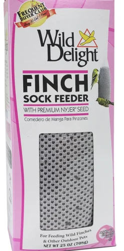 Wild Delight Finches Niger Seed Sock Bird Feeder with Seed 25 oz