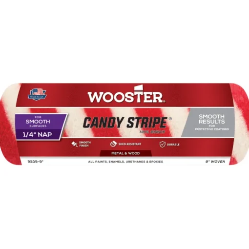 Wooster Candy Stripe Mohair Blend 9 in. W X 1/4 in. Regular Paint Roller Cover 1 pk