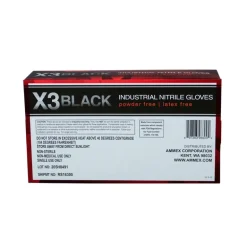 X3 Nitrile Disposable Gloves Large Black Powder Free 100 pk