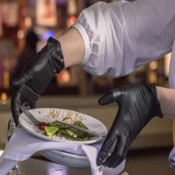 X3 Nitrile Disposable Gloves Large Black Powder Free 100 pk