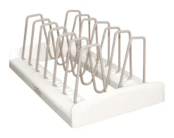 YouCopia StoreMore 11.5 in. W x 7.3 in. L White Plastic/Stainless Steel Adjustable Lid Rack