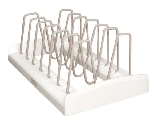 YouCopia StoreMore 11.5 in. W x 7.3 in. L White Plastic/Stainless Steel Adjustable Lid Rack