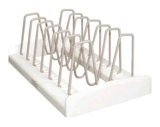YouCopia StoreMore 11.5 in. W x 7.3 in. L White Plastic/Stainless Steel Adjustable Lid Rack