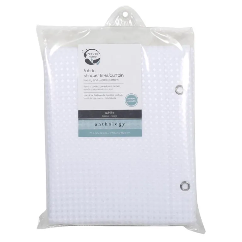 Zenna Home 72 in. H X 70 in. W White Waffle Shower Curtain Liner Fabric