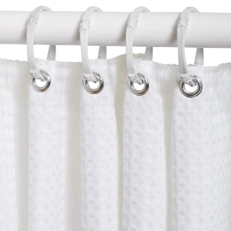 Zenna Home 72 in. H X 70 in. W White Waffle Shower Curtain Liner Fabric
