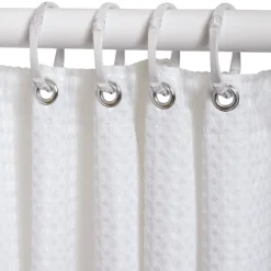 Zenna Home 72 in. H X 70 in. W White Waffle Shower Curtain Liner Fabric