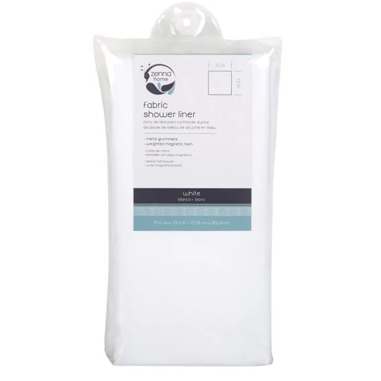 Zenna Home 72 in. H X 70 in. W White Solid Shower Curtain Liner Fabric