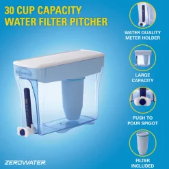 ZeroWater Ready-Pour 30 cups Blue Water Filtration Dispenser