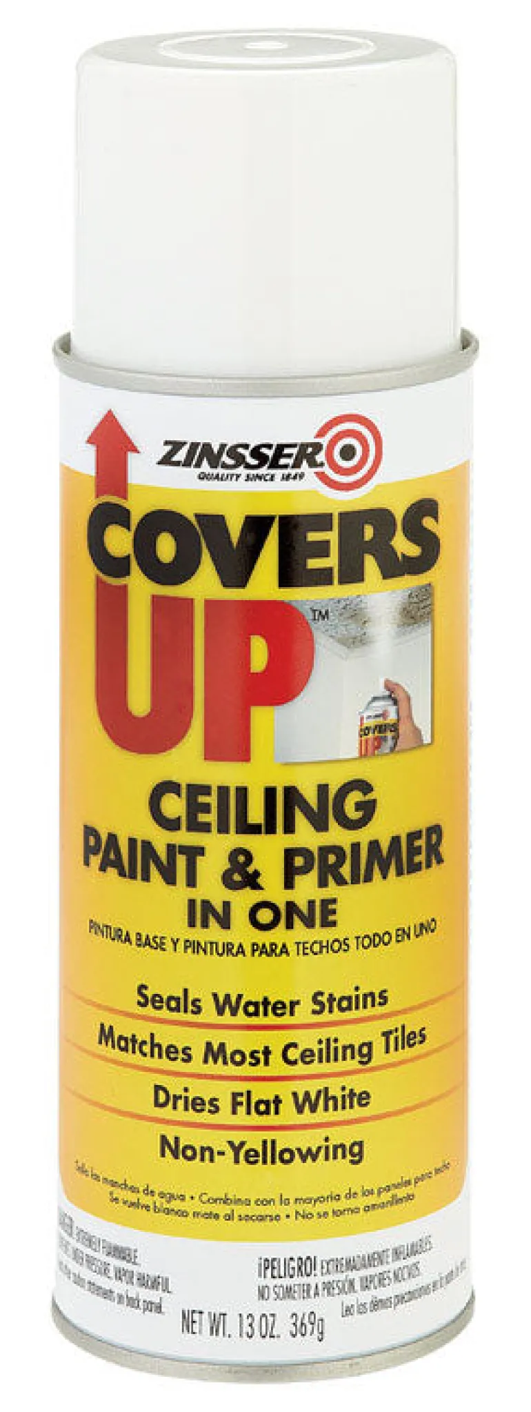 Zinsser Covers Up White Flat Solvent-Based Acrylic Ceiling Paint and Spray Primer 13 oz (Pack of 6)