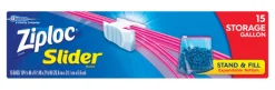 Ziploc Slider Storage Bag 15 pk Clear (Pack of 12)