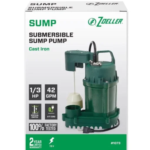 Zoeller 1/3 HP 2520 gph Cast Iron Vertical Float Switch AC Submersible Sump Pump
